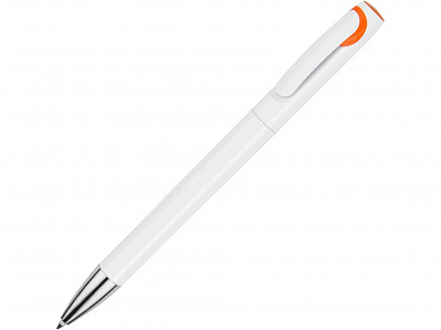 Ручка пластиковая шариковая Локи (Белый/оранжевый/серебристый)