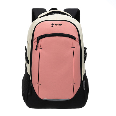 Рюкзак TORBER CLASS X, персиковый, 46 x 32 x 18 см + Мешок для сменной обуви в подарок! (Розовый)