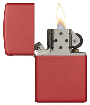 Зажигалка ZIPPO Classic с покрытием Red Matte, латунь/сталь, красная, матовая, 38x13x57 мм