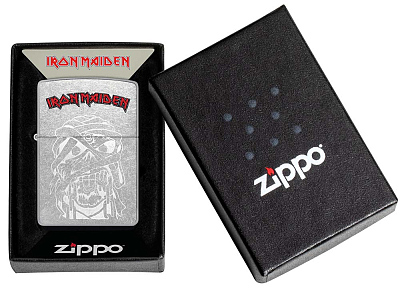 Зажигалка ZIPPO Iron Maiden с покрытием Street Chrome, латунь/сталь, серебристая, 38x13x57 мм