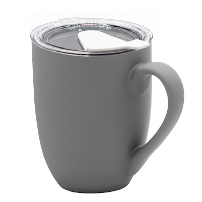 Кружка с крышкой Velvet Duo, софт-тач, тёмно-серая/белая (Темно-серый/белый) Кружка с крышкой Velvet Duo, софт-тач, тёмно-серая/белая (Темно-серый/белый)