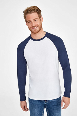 Футболка мужская с длинным рукавом Funky Lsl, белая с темно-синим