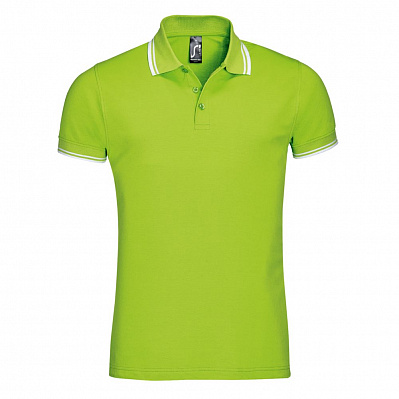 Рубашка поло мужская Pasadena Men 200 с контрастной отделкой, зеленый лайм с белым (Лайм)