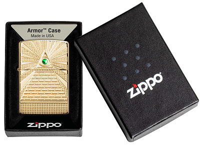 Зажигалка ZIPPO Armor™ с покрытием High Polish Brass, латунь/сталь, золотистая, 38x13x57 мм
