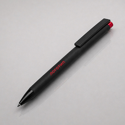 Ручка металлическая шариковая Taper Metal soft-touch (Черный, красный)