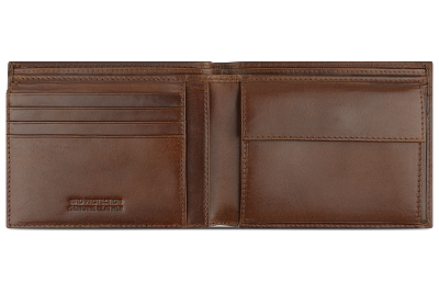 Портмоне BUGATTI Nobile, с защитой данных RFID, коричневое, воловья кожа/полиэстер, 12х2х9,5 см