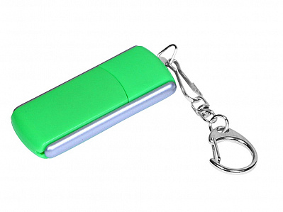 USB 2.0- флешка промо на 16 Гб с прямоугольной формы с выдвижным механизмом (Зеленый/серебристый)