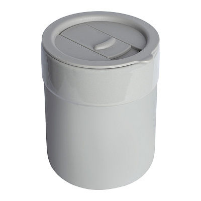 Кружка кермическая Silvia с силиконовой манжетой, серая (Серый)