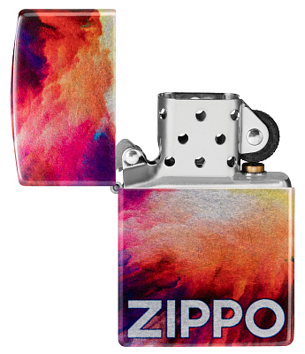 Зажигалка ZIPPO Tie Dye с покрытием 540 Tumbled Chrome, латунь/сталь, разноцветная, 38x13x57 мм