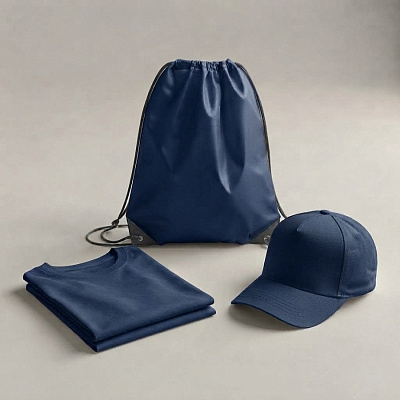 Набор  MERCHPACK: футболка M/L и бейсболка в рюкзаке (Тёмно-синий)