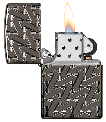 Зажигалка ZIPPO Armor® с покрытием High Polish Black Ice®, латунь/сталь, чёрная, 38x13x57 мм