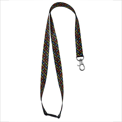 Ланъярд полноцветный Флип с карабином и замком безопасности, 15 мм (Мультиколор)