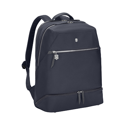 Рюкзак VICTORINOX Victoria Signature Deluxe Backpack, синий, нейлон/кожа, 32x18x39 см