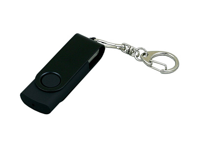 USB 2.0- флешка промо на 16 Гб с поворотным механизмом и однотонным металлическим клипом (Чёрный)