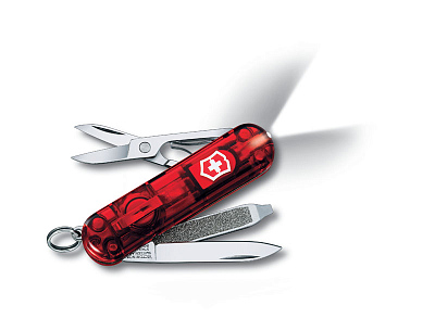 Нож-брелок VICTORINOX Swiss Lite, 58 мм, 7 функций, полупрозрачный красный