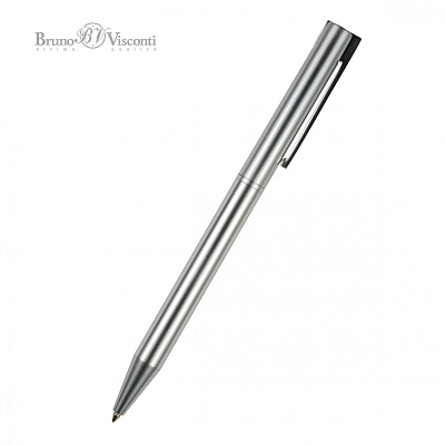 РУЧКА  "BERGAMO" ШАРИКОВАЯ АВТОМАТИЧЕСКАЯ, МЕТАЛЛИЧЕСКИЙ КОРПУС СЕРЕБРЯНЫЙ 0.7 ММ, СИНЯЯ (Серебряный)