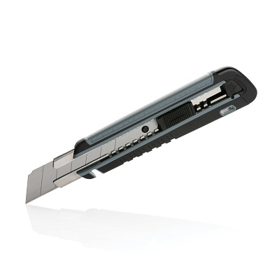 Строительный нож из переработанного пластика RCS с линейкой на корпусе (Серый;)