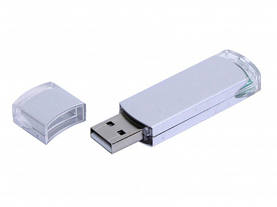 USB 2.0- флешка промо на 4 Гб прямоугольной классической формы (Серебристый)