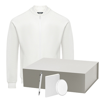 Набор с одеждой TORRES (толстовка, зарядное устройство, блокнот, ручка), белый/серебряный, XXXL (Серебряный, белый)