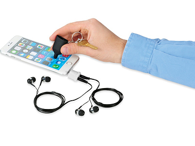 Аудиосплиттер с брелоком и стилусом 2 в 1