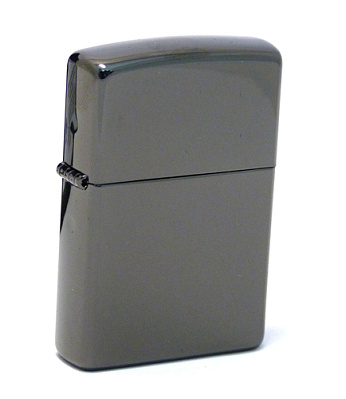 Зажигалка ZIPPO Classic с покрытием Ebony™, латунь/сталь, чёрная с логотипом, глянцевая, 38x13x57 мм (Черный)
