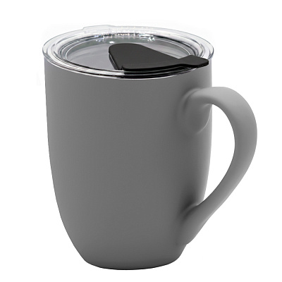 Кружка с крышкой Velvet Duo, софт-тач, тёмно-серая/чёрная (Темно-серый/черный) Кружка с крышкой Velvet Duo, софт-тач, тёмно-серая/чёрная (Темно-серый/черный)