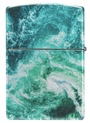 Зажигалка ZIPPO Rogue Wave с покрытием 540 Tumbled Chrome, латунь/сталь, бирюзовая, 38x13x57 мм