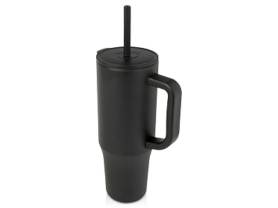 Герметичная термокружка Brady с силиконовой трубочкой, переработанная сталь, 900 мл (Чёрный)