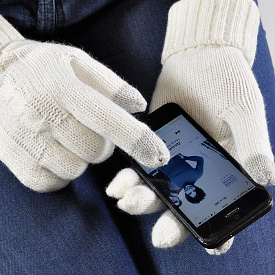 Перчатки  сенсорные "Irish", синий_М, 100% акрил  