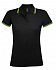Рубашка поло женская Pasadena Women 200 с контрастной отделкой, черная с зеленым - Фото 1