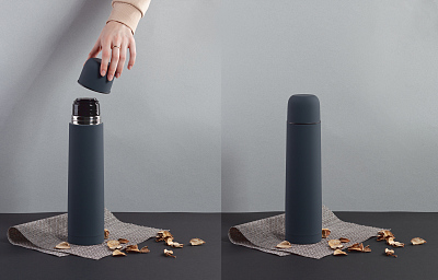 Термос "Родос", покрытие soft touch, 1 л., серый