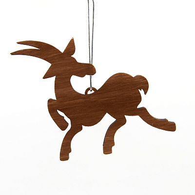 Ёлочная игрушка Коза (серебряный с синим)