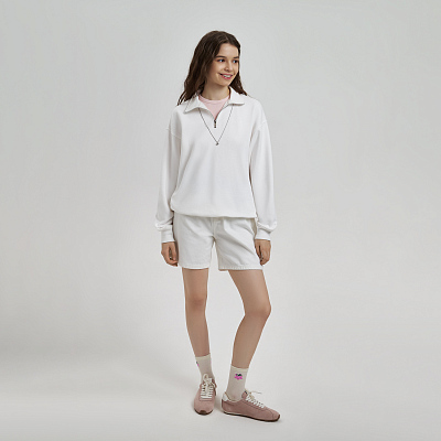 Толстовка на молнии унисекс Флоу (Flow), белая, размер XS/S