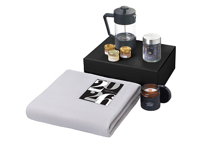 Подарочный набор Re:Moments с пледом, френчпрессом и медом