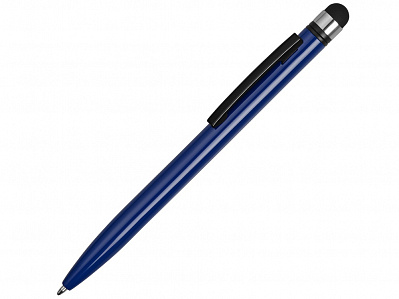 Ручка-стилус металлическая шариковая Poke (Синий/черный)