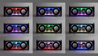 Bluetooth колонка "Buzz Light" 10Вт (2х5Вт) с разноцветной подсветкой-эквалайзером и прозрачным корпусом, черный