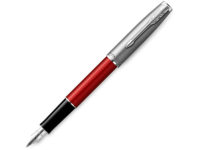 Перьевая ручка Parker Sonnet, F (Красный, серебристый, черный)