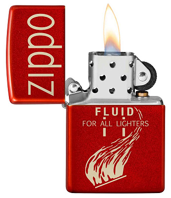 Зажигалка ZIPPO Retro с покрытием Metallic Red, латунь/сталь, красная, 38x13x57 мм