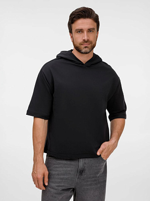 Футболка оверсайз унисекс с капюшоном Neofit, черная (Чёрный)