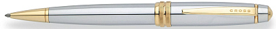 Шариковая ручка Cross Bailey. Цвет - серебристый с золотистой отделкой.