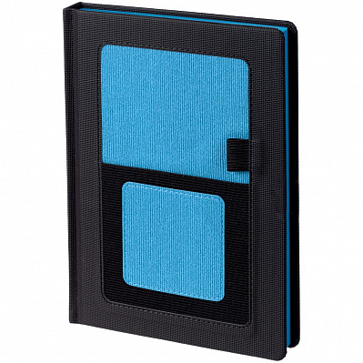 Ежедневник Mobile, недатированный, черный с голубым (Голубой)