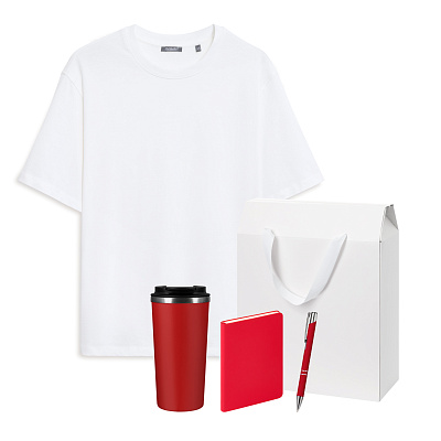 Набор с одеждой RUST (футболка, термокружка, ежедневник, ручка), красный/белый, M/L (Белый, красный)
