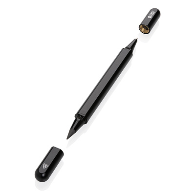 Ручка с двойным наконечником Swiss Peak Storm из переработанного алюминия RCS (Черный;)