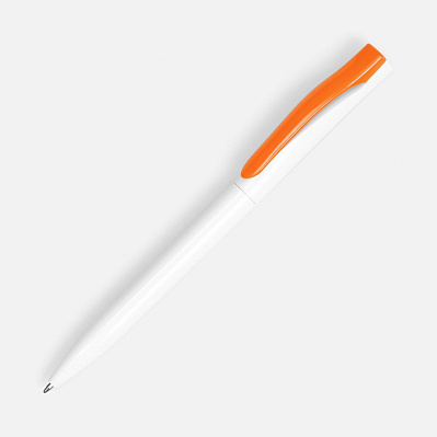 Ручка шариковая Pin, белая с оранжевым (Оранжевый)