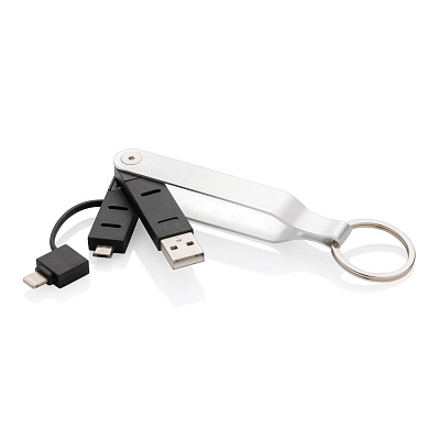 USB-кабель MFi 2 в 1 (Серебряный; черный)