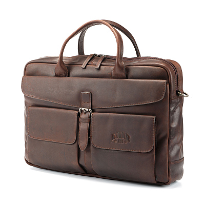 Сумка KLONDIKE DIGGER «Carl», натуральная кожа в темно-коричневом цвете, 42 x 30 x 9 см