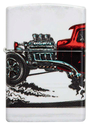 Зажигалка ZIPPO Hot Rod Design с покрытием 540 Matte, латунь/сталь, белая, матовая, 38x13x57 мм