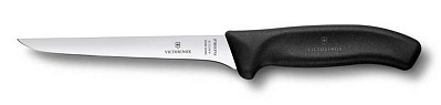 Нож обвалочный VICTORINOX SwissClassic, гибкое лезвие 15 см, чёрный, в картонном блистере (Черный)