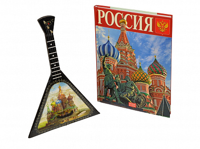 Подарочный набор Музыкальная Россия: балалайка, книга Россия (Красный)