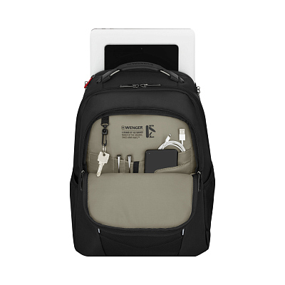 Рюкзак WENGER ALTAIR 15.6", черный, переработанный ПЭТ/Полиэстер, 32х21х44 см, 22 л.
